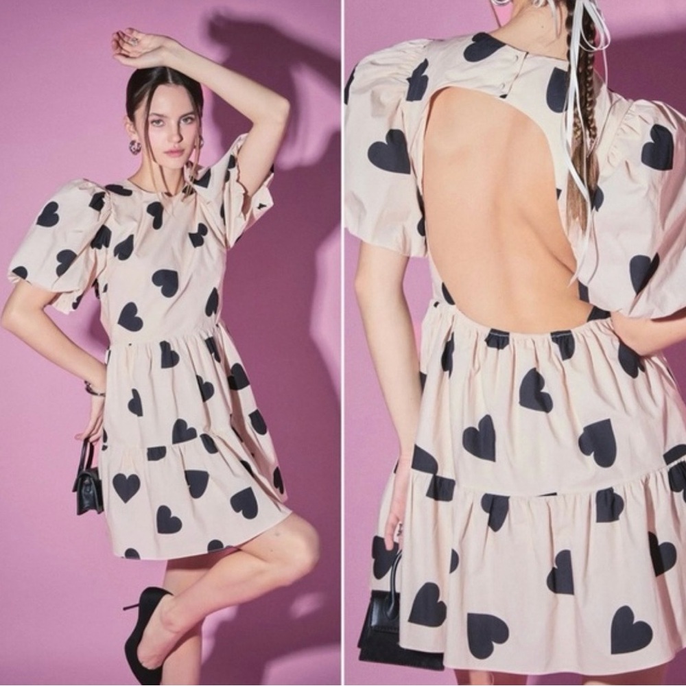 English Factory Black Heart Back Cutout Dress